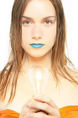 Woman with blue lips and light bulb a81.jpg