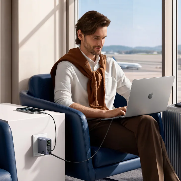 شركة Ugreen تطلق شاحنا سريعا جديدا بقدرة 160 W بتقنية GaN مع تقنية WiFi وكابل مدمج وشاشة