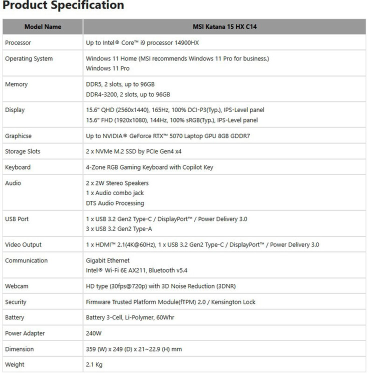 MSI تطلق حاسوب الألعاب المحمول Katana 15 HX C14 بخيار ذاكرة DDR4 للحد من ارتفاع التكاليف