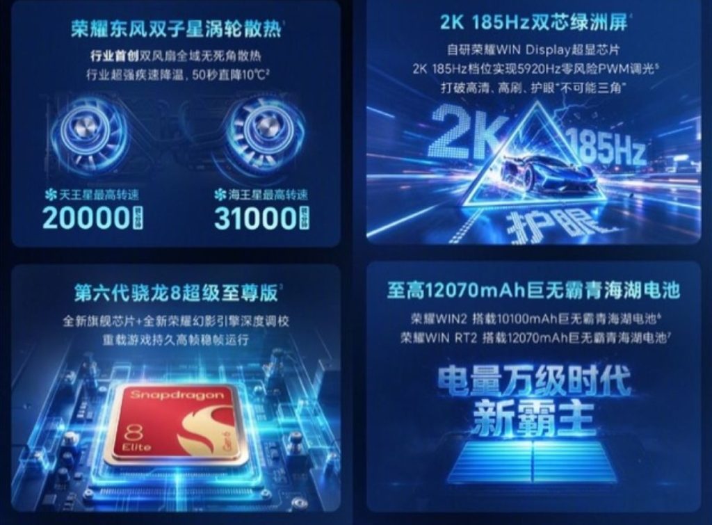 Honor تكشف عن بطاريات ضخمة لهاتفي Win2 وWin RT2